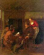 Ludolf de Jongh Messenger Reading to a Group in a Tavern oil on canvas